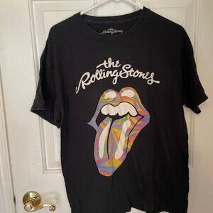 The Rolling Stones Graphic Psychedelic "Hot Lips" T-Shirt, Size Med.